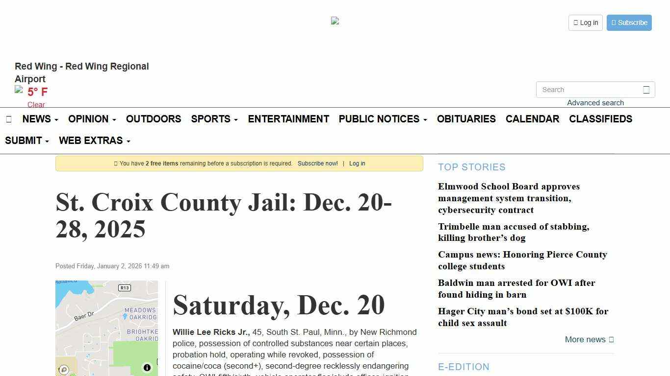 St. Croix County Jail: Dec. 20-28, 2025 - Pierce County Journal